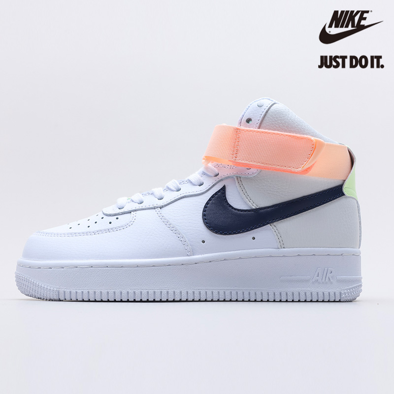 Nike Air Force 1 High White Midnight Navy Light Orange - 334031-117