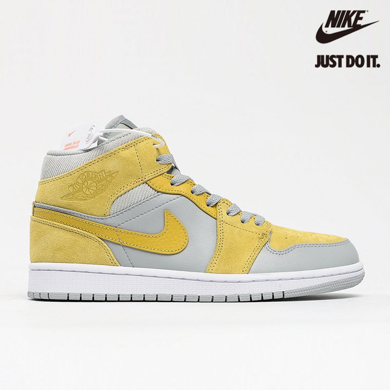 Nike Air Jordan 1 Mid Mixed Textures Yellow 'Tan Grey' - DA4666-001