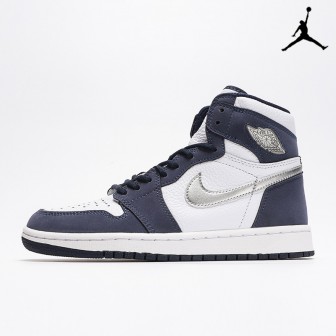 Air Jordan 1 Retro High co.JP White 'Midnight Navy' 2020 Metallic Silver