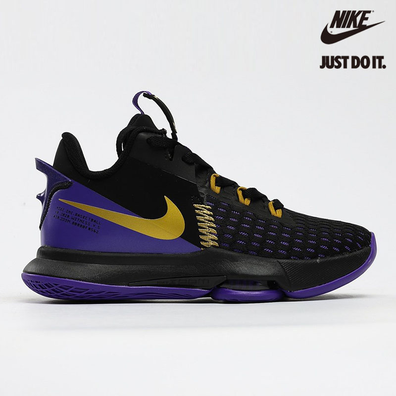 Nike Zoom LeBron Witness 5 EP Lakers Black Metallic Gold Fierce Purple - CQ9381-001